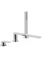 Tres Project 3-lyukú kádtöltő csaptelep zuhanyszettel, króm