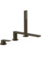 Tres Project 3-lyukú kádtöltő csaptelep zuhanyszettel, Feket