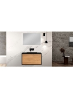 Wellis Tenebra 90 mosdószekrény fiókkal, matt fekete/tölgy W